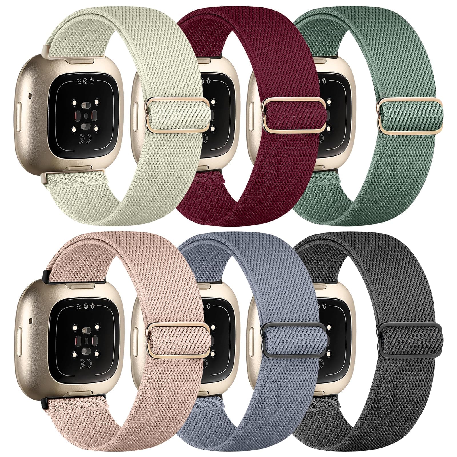 🌟 Chinbersky 6 Pack Armband für Fitbit Versa 3/4/Sense - Nylon Sportband 🌈