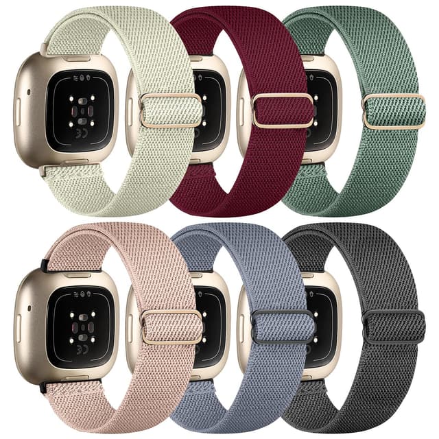 🌟 Chinbersky 6 Pack Armband für Fitbit Versa 3/4/Sense - Nylon Sportband 🌈