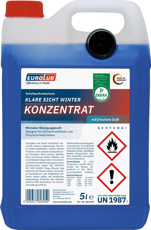 🚗 EUROLUB Scheibenfrostschutz KLARE SICHT Winter Konzentrat, 5 Liter 5 l (1er Pack) Angebot!