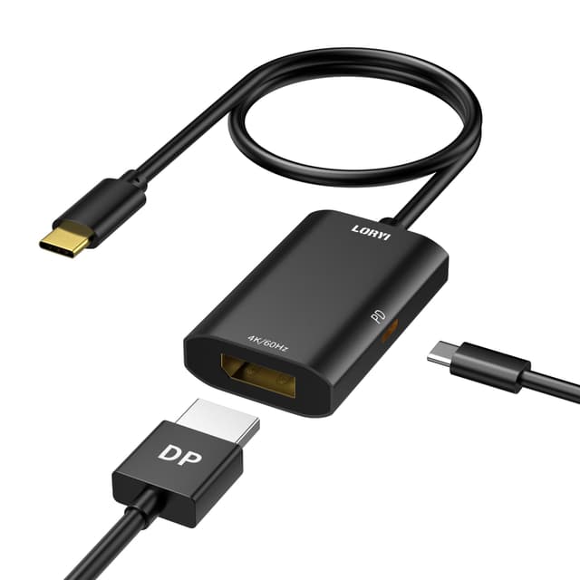 🔌 Loryi USB-C-auf-DisplayPort-Adapter mit 100 W PD-Schnellladung, 4K@60Hz
