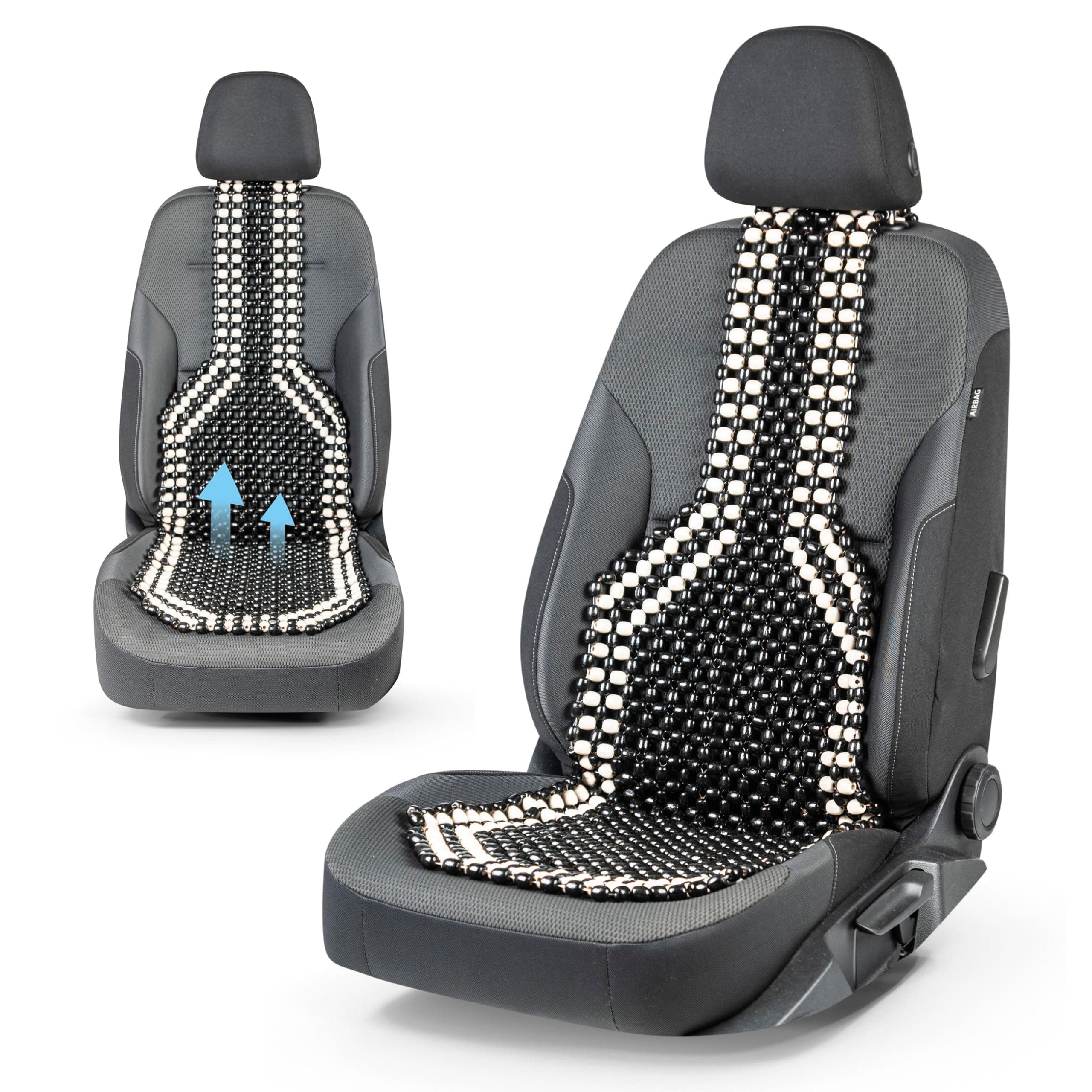 🚗🌟Walser CarComfort Sitzauflage aus Holzperlen - Massage Autositzauflage Holz🌟🚗