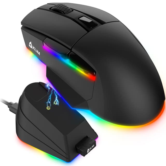 KLIM Blaze X RGB + Wiederaufladbare kabellose Gaming-Maus mit Ladestation