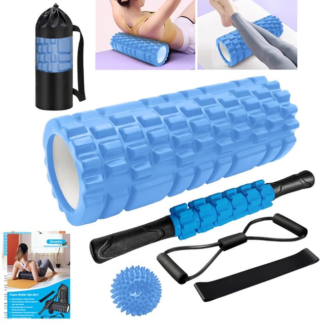 🧘‍♂️🟦 Faszienrolle, Qveetry 6 in 1 Foam Roller Faszienrolle Sets 🟦🧘‍♂️