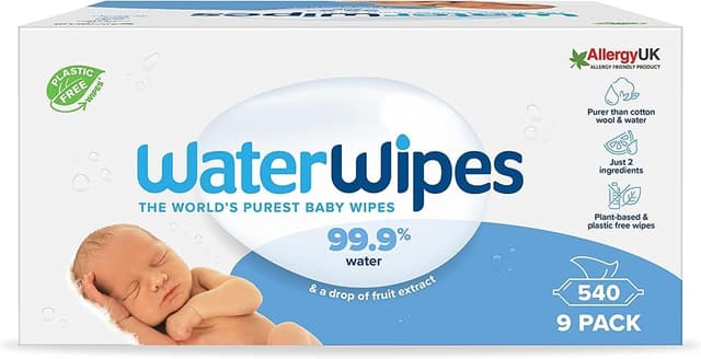 🌿👶 WaterWipes plastikfreie Baby-Reinigungstücher 540 Stück - Deal