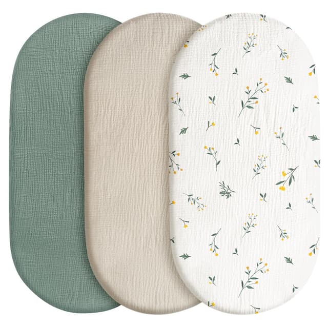 Angebot: 3er-Pack Bettlaken Spannbettlaken aus 100% Musselin-Baumwolle für Kinderwagen 🌟