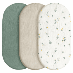 Angebot: 3er-Pack Bettlaken Spannbettlaken aus 100% Musselin-Baumwolle für Kinderwagen 🌟 Angebot bei HelloDeals