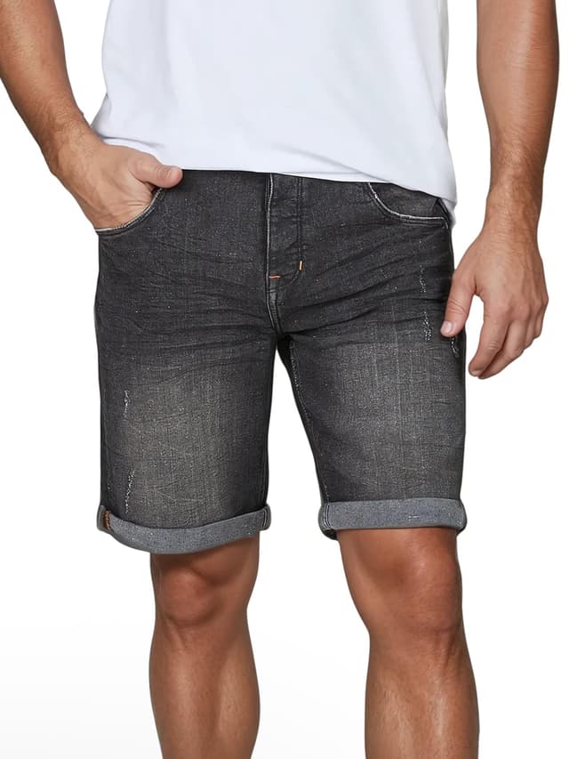 👖 riverso Jeans Shorts Herren Stretch Kurz Regular Fit Bermuda Sommer Denim Schwarz Grau Blau 34 Black Denim (B132)