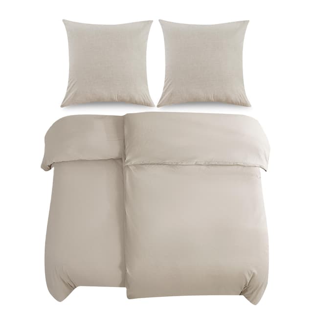 ATsense Bettwäsche 135x200 cm Baumwolle 4teilig - Beige 🛏️🌿