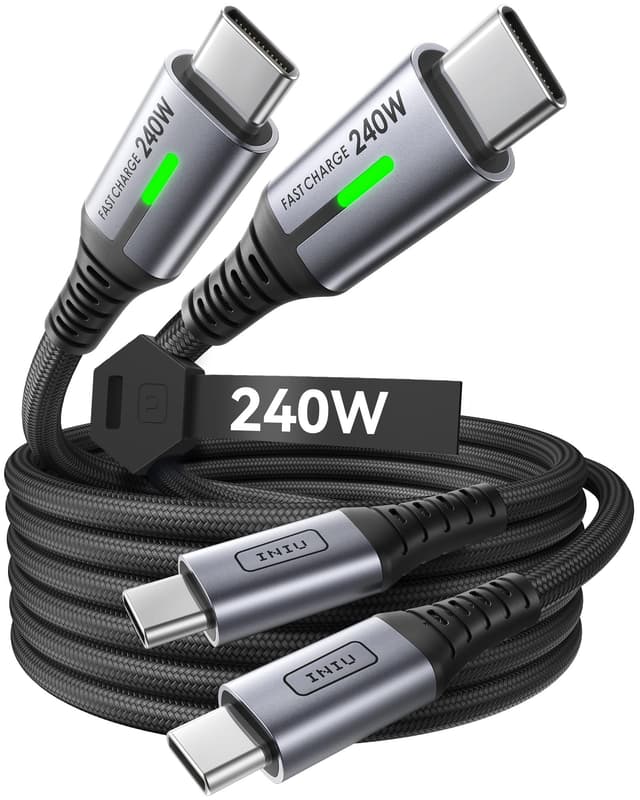 🔋⚡ INIU 240W USB C Kabel [2Pack 2m] PD Schnellladekabel USB C auf USB C mit LED-Licht - Deal