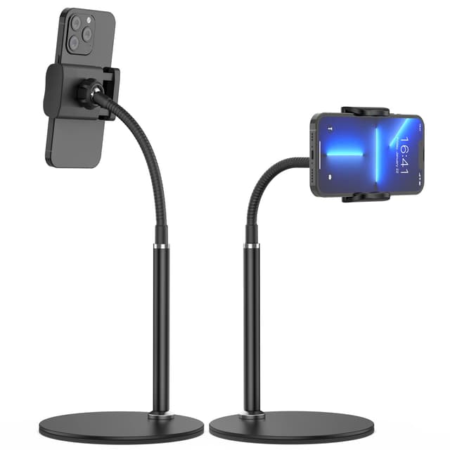 📱 Shawe Handy Ständer Tisch | Verstellbare Handy Halterung Multi-Winkel | 360 Grad drehbarer Kugelkopf | Schwarz
