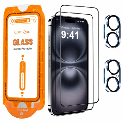 QsmQam für iPhone 16: Panzerglas + Kamera Schutzfolie 📱🔒 Angebot bei HelloDeals