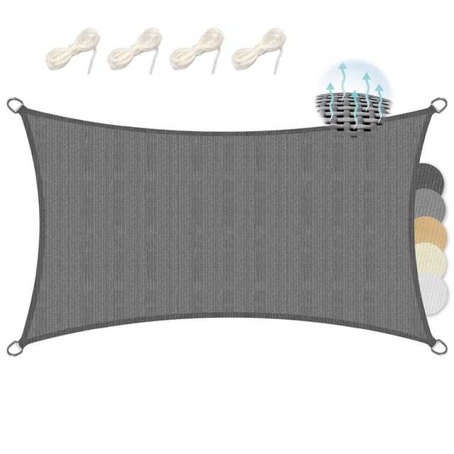 Sol Royal Sonnensegel rechteckig 5x6m 🌞 Wasserdurchlässig HDPE Atmungsaktiver Balkon Terrasse Sonnenschutz Segel Anthrazit