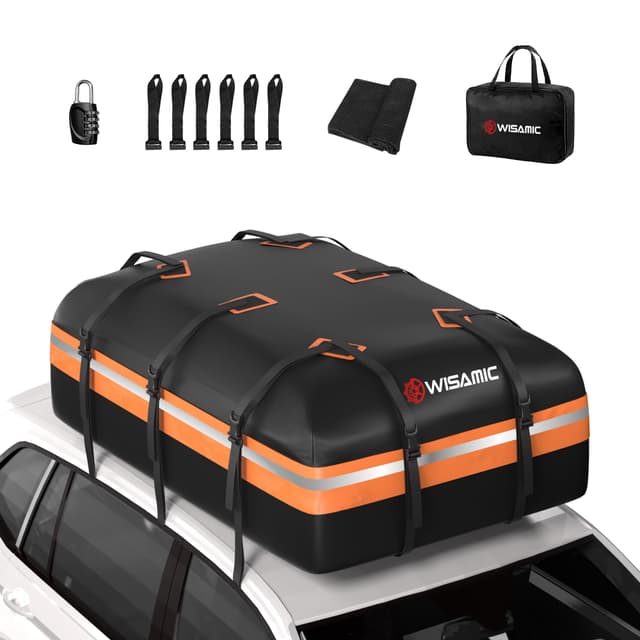 Wisamic Auto Dachbox 595L Faltbare Dachtasche 🚗🌧️ Wasserdichte Dachgepäckträger Gepäckbox