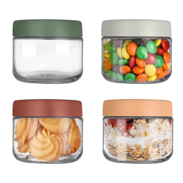 YUEYEE 4 Pack 10 OZ Overnight Oats Gläser - Einmachgläser mit Schraubdeckel für verschiedene Verwendungen