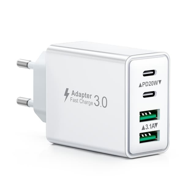 40W 4-Port USB C Ladegerät, Mehrfach Stecker - Weiß