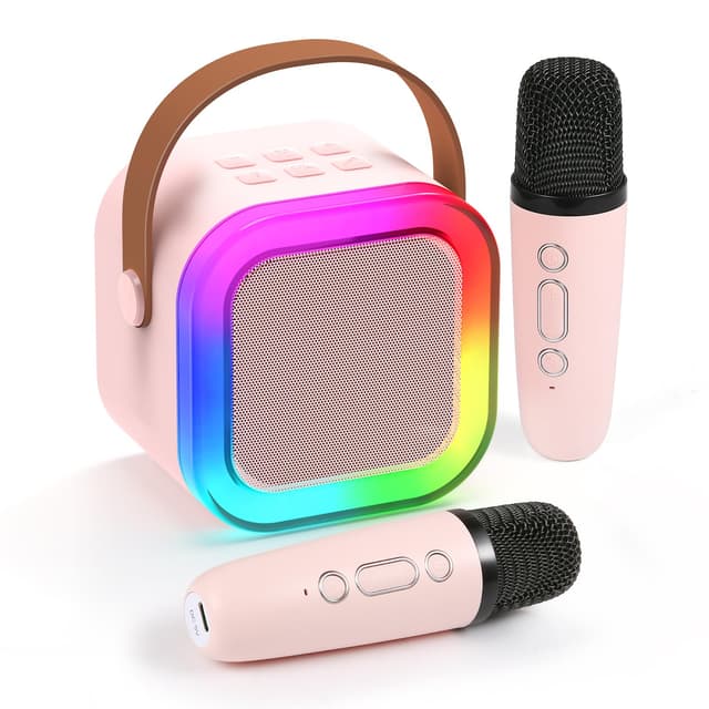 🎤 Fede Karaoke Maschine für Kinder & Erwachsene | Mini Karaoke mit 2 Mikrofonen & LED-Lichtern 🌟
