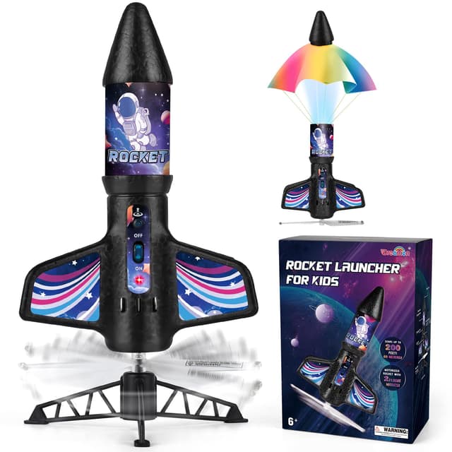 🚀 Dreamon Raketen Spielzeug für Kinder mit Fallschirm LED-Licht
