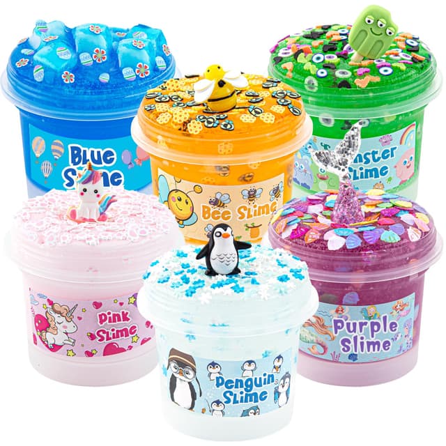 🌈 6 X 100 mL Animal Schleim Set: Clear Slime Kit für Kinder 🎁