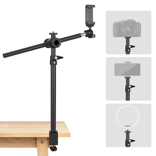 📸 JEBUTU OS01 Tischstativ Overhead Stativ Handy, 32.5-55cm Einstellbar
