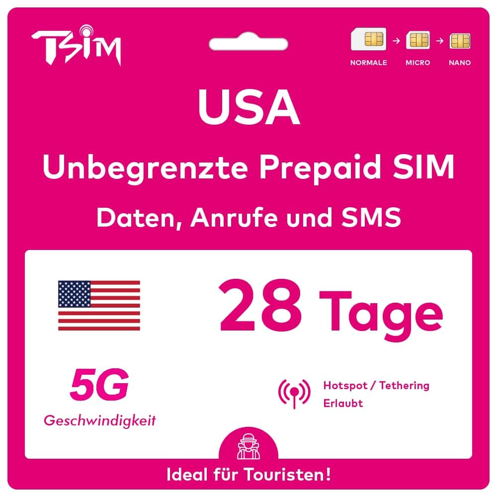 🇺🇸📱🌟 USA SIM-Karte 28 Tage 🌟📱🇺🇸