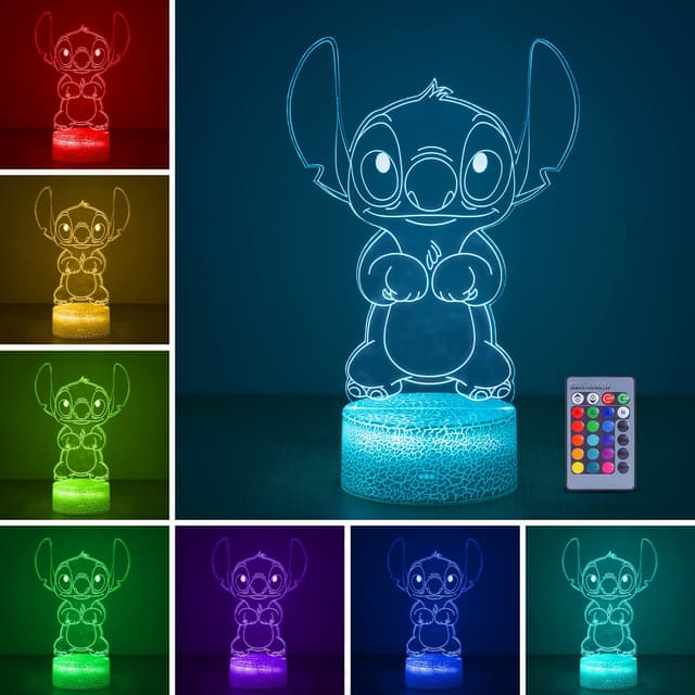 🌟 Hoofun Stitch Lampe, 16 Farben 3D LED Illusion Nachtlicht 🌙
