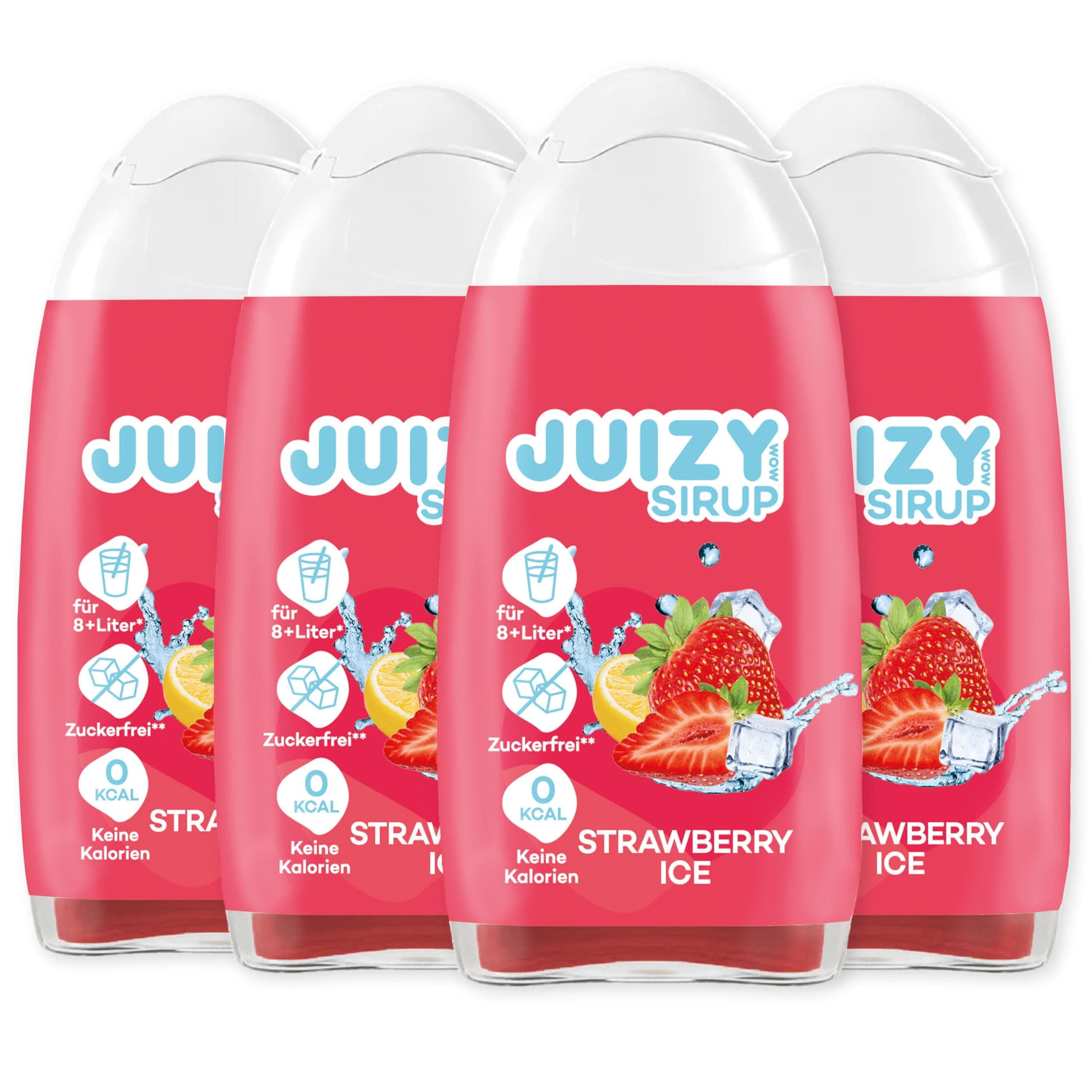 😍 JUIZY WOW Strawberry Ice - Zuckerfreier Getränkesirup 4er Bundle 😋