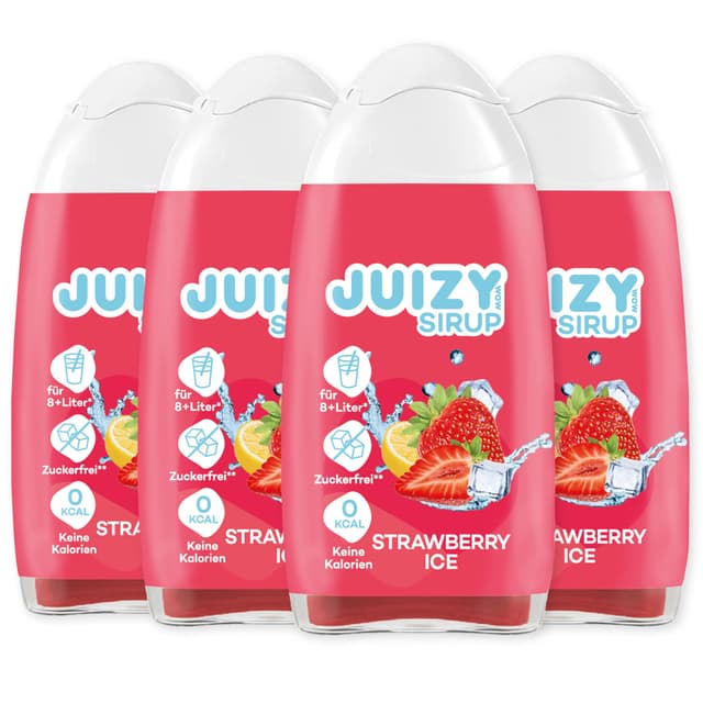 😍 JUIZY WOW Strawberry Ice - Zuckerfreier Getränkesirup 4er Bundle 😋