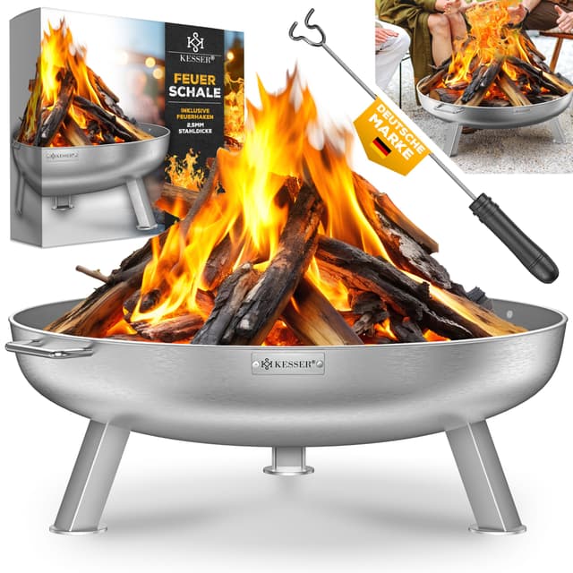 🔥 KESSER® Feuerschale 70cm legierter Stahl | Feuerkorb für Lagerfeuer Garten & Terrasse 🔥