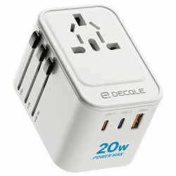 🔌 decqle Reiseadapter Weltweit mit 2 USB-C (PD 20W), 1 USB-A und 1 AC Steckdose Angebot bei HelloDeals