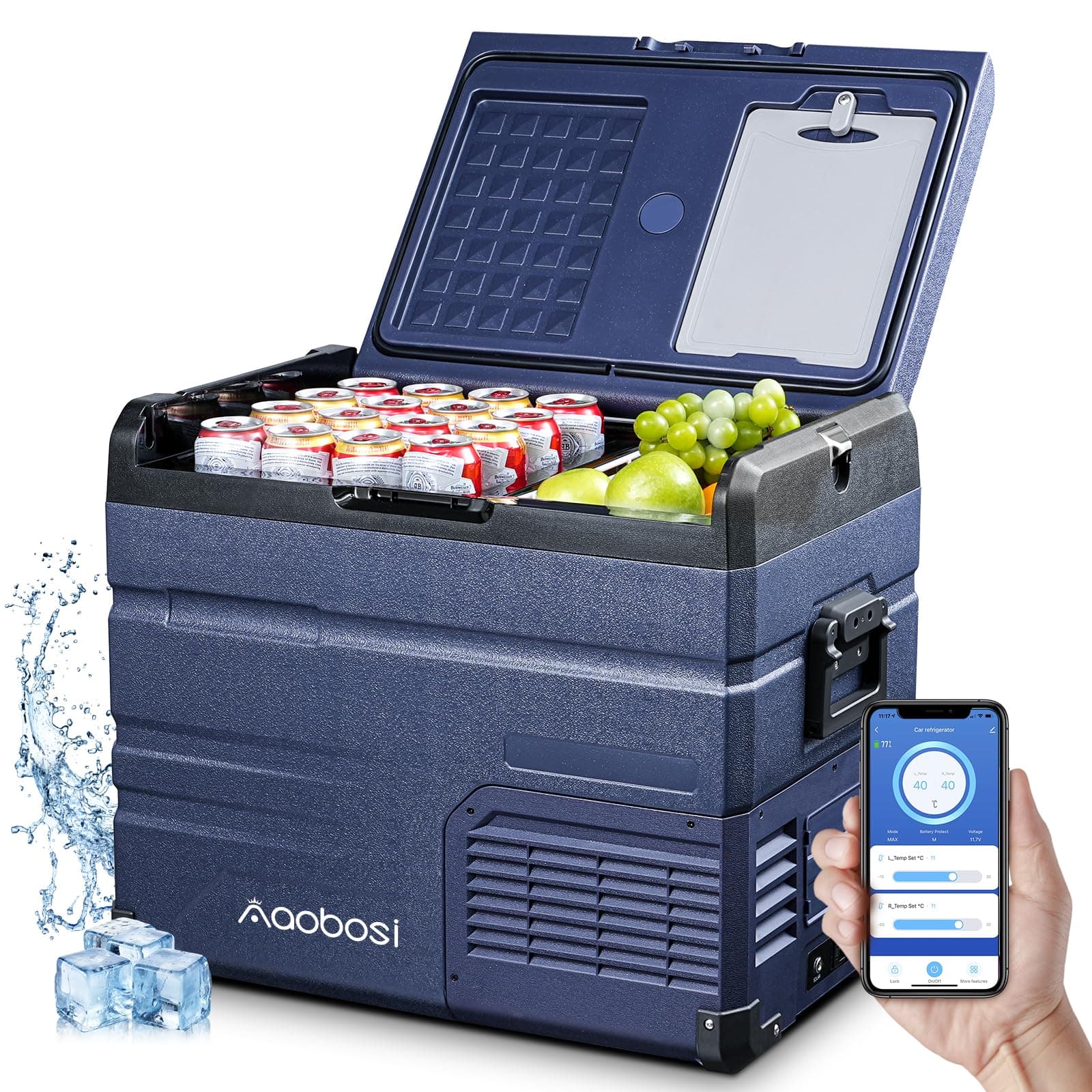 AAOBOSI Kompressor Kühlbox 46 L mit Dual Zone -20 °C | Kühlbox Auto mit App-Steuerung