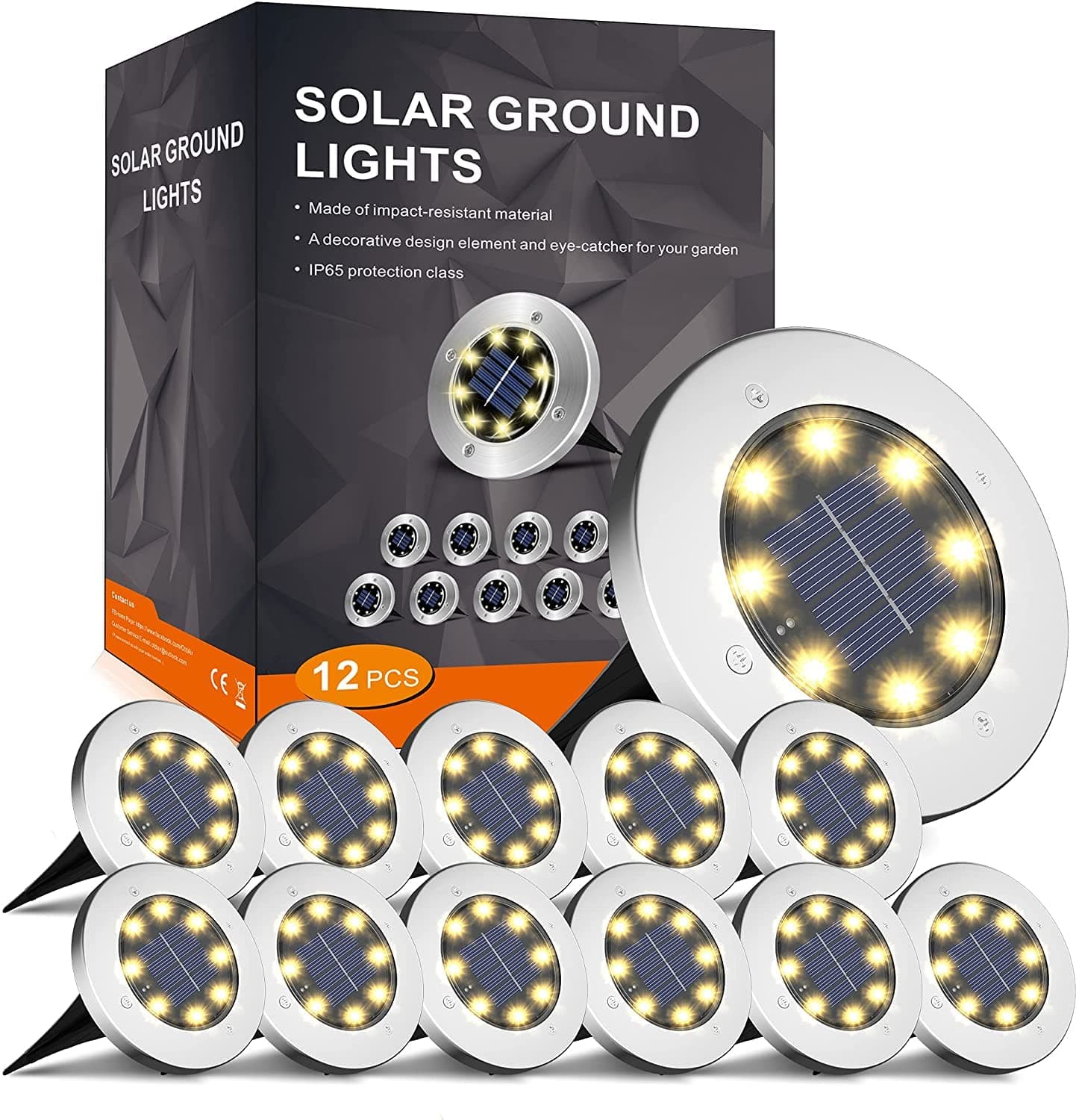 FLOWood Solar Bodenleuchte für Garten 8 LEDS Außenleuchte Wasserdicht Gartenleuchte Edelstahl Kunststoff 🌞