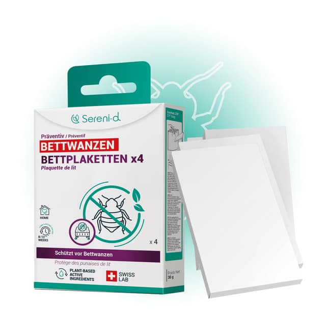 🛏️🚫 BETTPLAKETTEN gegen Bettwanzen – Schützt vor Bettwanzen im Schlaf – x4 - Sereni-d SWISS LAB