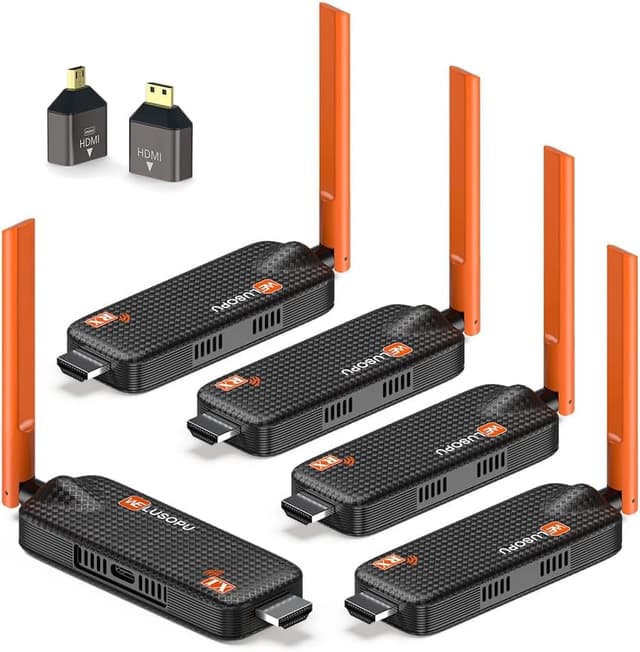 📡 2025 Wireless HDMI Transmitter & 4 Receivers - Bis zu 6 TV - 4K Decoding 5G/1080P Funk HDMI Extender