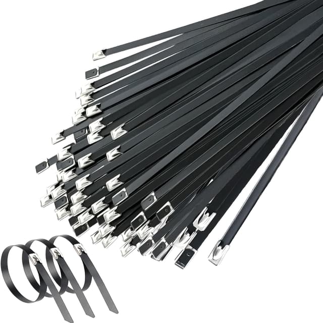 Schwarze Edelstahl Kabelbinder 300*4,6mm 50 Stück - 8.49€
