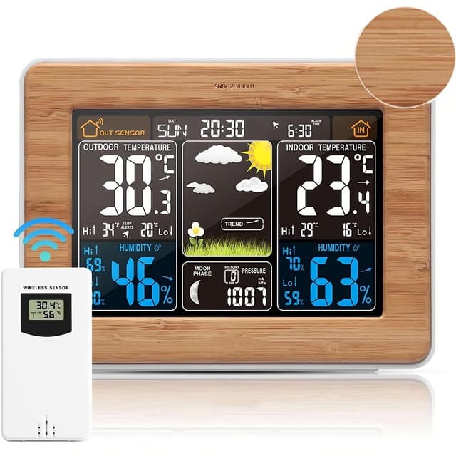 VORRINC Wetterstation mit Außensensor und Digital Wecker 🌡️⏰