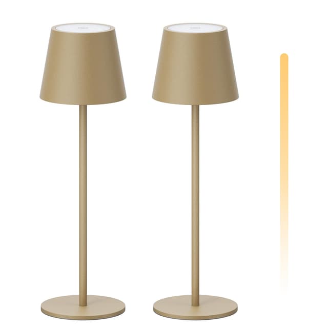 K-Bright 2 Stück LED Dimmbare Akku Tischlampe Kabellose, Wiederaufladbar 3000K/4000K/6000K Drei Farbtemperaturen Tischleuchte mit USB-C, IP54 Wasserdichte, Khaki 2 Stück-khaki-drei Farbtemperaturen