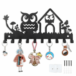 MOAMUN Eule Schlüsselbrett Schwarz 🔑 Schlüsselhaken mit 10 Haken