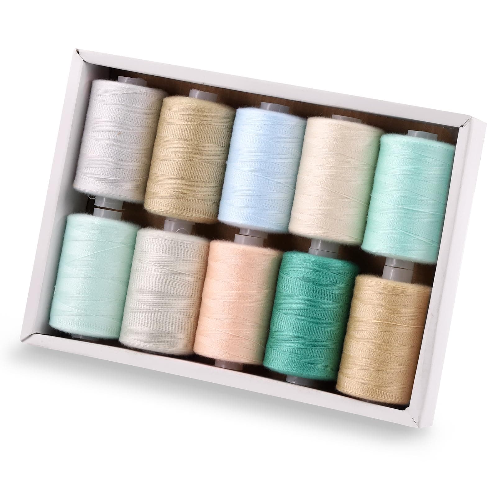 Tanstic 10Pcs Nähgarn, 10 Farben Polyesterfaden, 1093 Yards(1000M) Pro Spule Nähgarne für Maschine, Handnähen - Coole Töne Cool Tone Serie-10 Stück