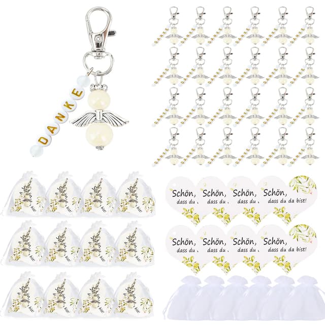 Schutzengel Anhänger 24 Stück - Gastgeschenke mit Glücksbringern 🕊️