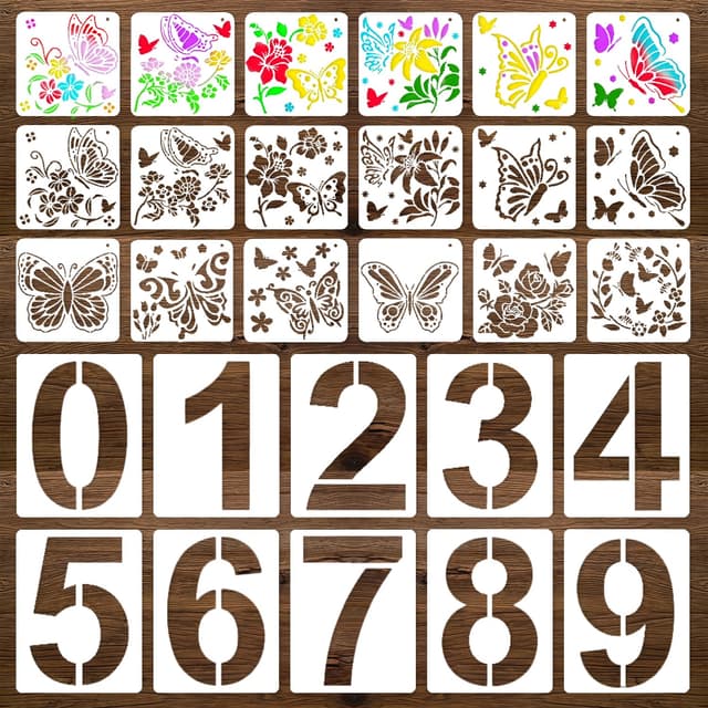 🎨🦋 D-049 22 Stücke Schablonen für DIY Kreative Designs - Briefkästen, Türschilder, Wandgestaltung 🦋🎨