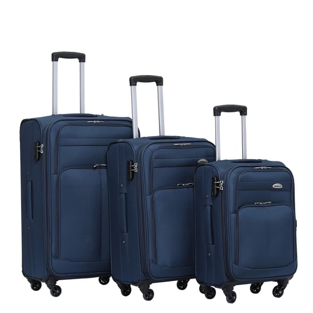BEIBYE Stoff Kofferset Trolley Gepäckset mit Vorder Taschen, Oberer Öffnung und Dehnungsfuge (Blau) 🧳🌟