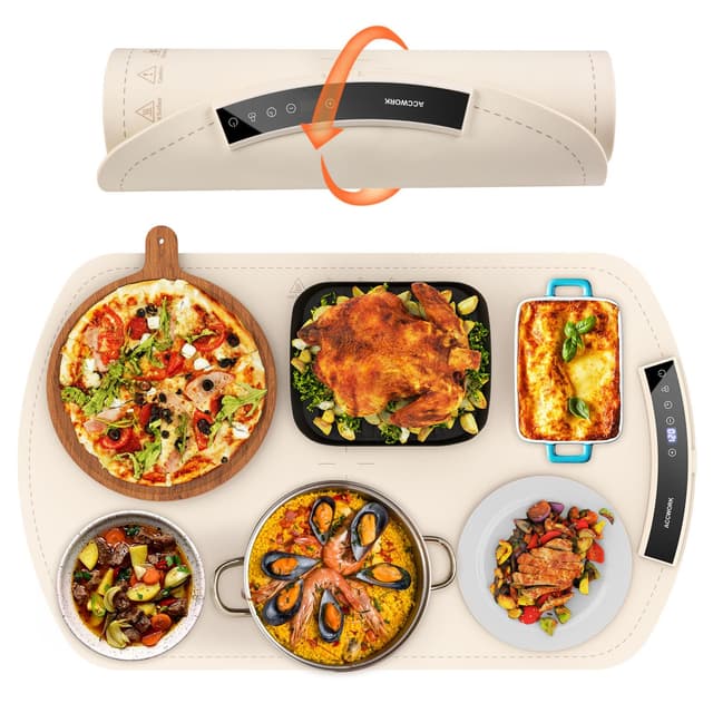 🔥 Accwork Wärmespeicherplatte für Buffet, Abendessen zu Hause, Party - 40-120℃ Warmhalteplatte für Speisen 🔥