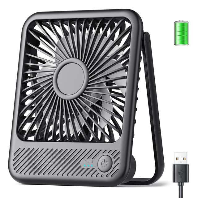 🌬️🖤 Koonie USB Tischventilator | Mini Ventilator | Leise & Kraftvoll | 3 Geschwindigkeiten | 180° Einstellbar