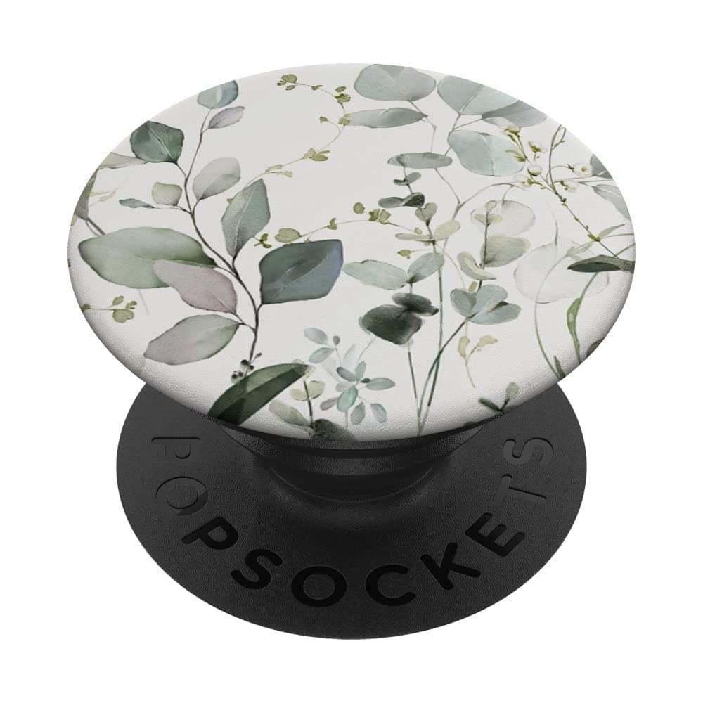 Eukalyptusgrüne Blüte Aquarell Blumenzweig Muster PopSockets mit austauschbarem PopGrip Standard 🌿🌸