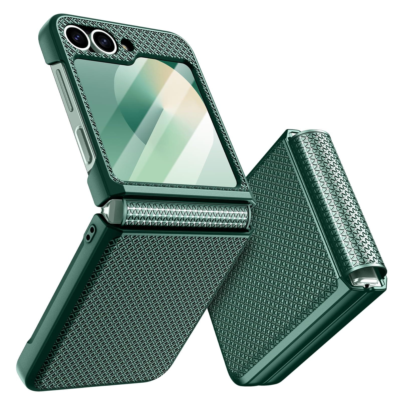 Doeshine für Samsung Galaxy Z Flip 6 Hülle mit Scharnierschutz & Displayschutzfolie - Grün 📱💚