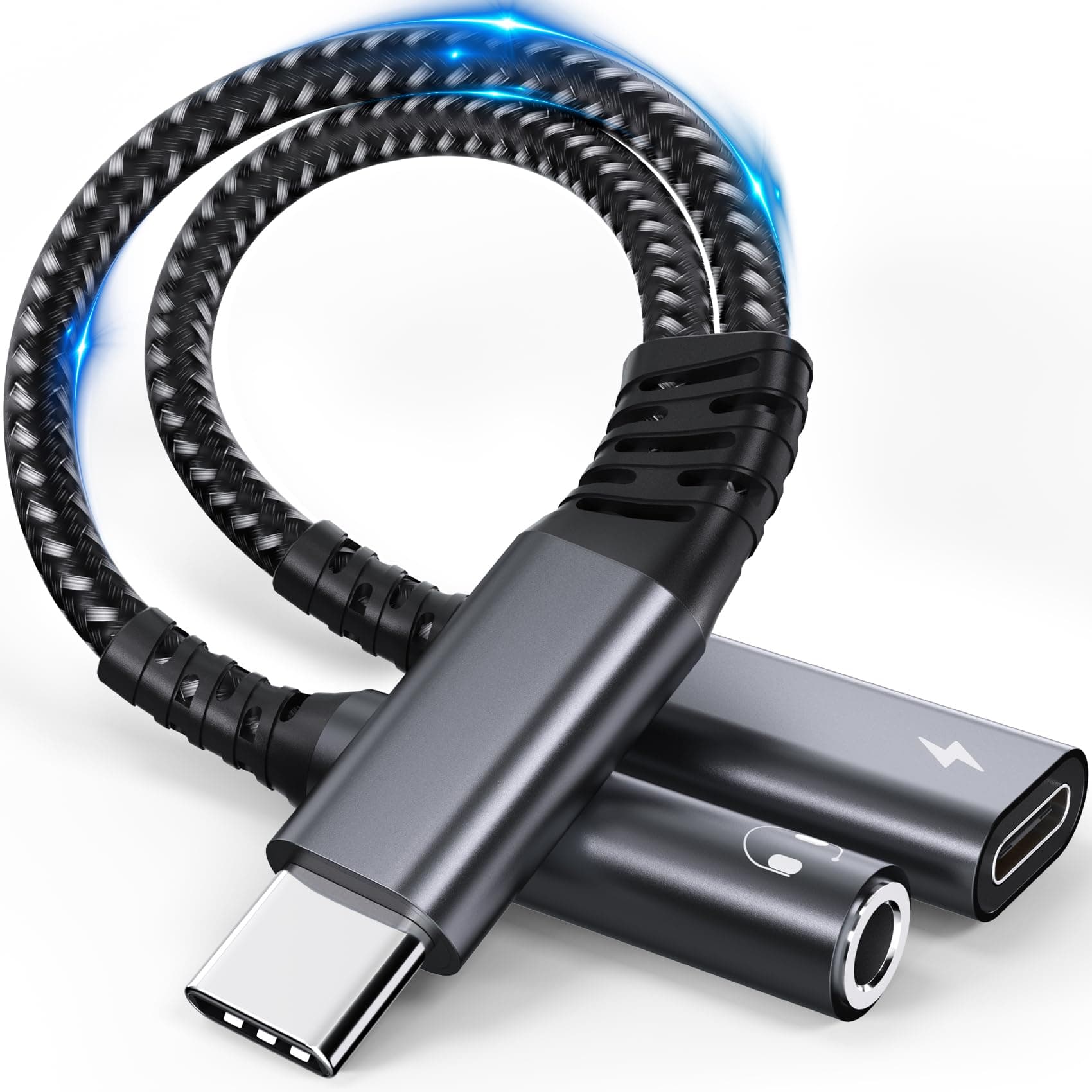 🔥 USB C auf Klinke Adapter und Laden - 2 in 1 Typ C auf 3,5mm Aux Kopfhörer Adapter mit DAC Chip