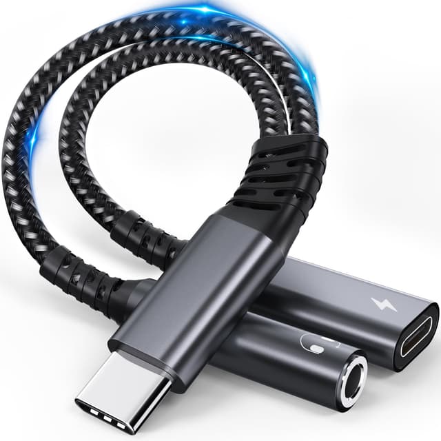 🔥 USB C auf Klinke Adapter und Laden - 2 in 1 Typ C auf 3,5mm Aux Kopfhörer Adapter mit DAC Chip