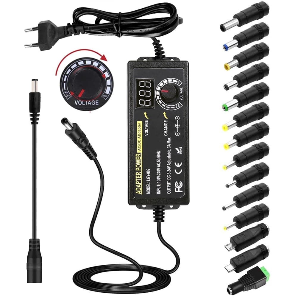 🔌 3V-24V Einstellbares Netzteil Universal Netzteiladapter 3A 72W 🔋