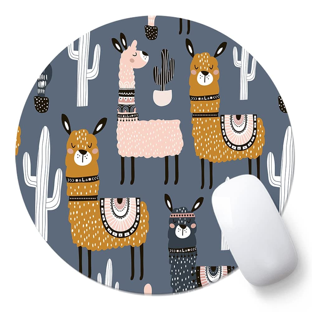 🖱️ AOKSUNOVA Rundes Mauspad 20cm Mousepad Rund mit Motiv Mauspad Klein Alpaka ME-231 - Sonderangebot!
