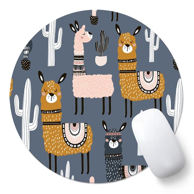 🖱️ AOKSUNOVA Rundes Mauspad 20cm Mousepad Rund mit Motiv Mauspad Klein Alpaka ME-231 - Sonderangebot!